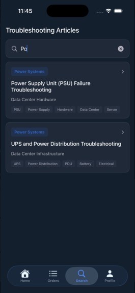 TechAssist troubleshooting article search